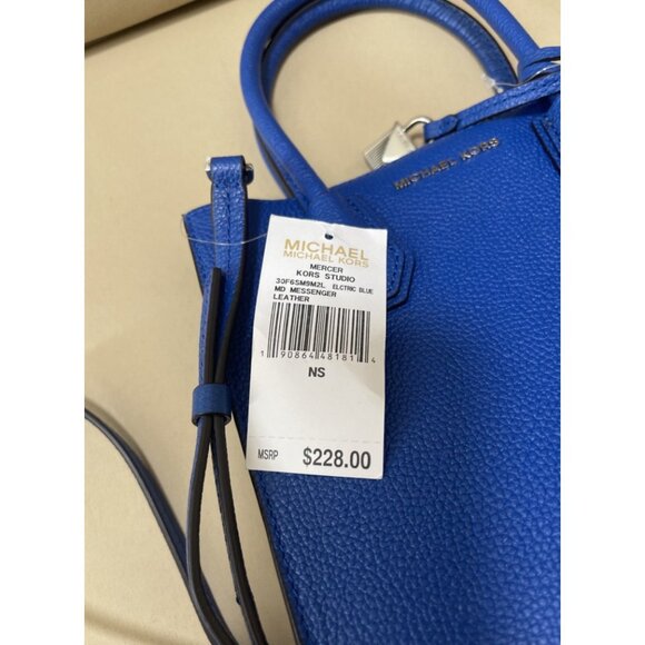 NWT Michael Kors Mercer Medium Messenger Crossbody Leath Bag in Electric Blue - Picture 8 of 8